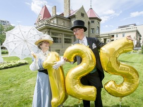 Executive Director Kirstin Evenden and musician Matt Masters, the event's organizer, pose for a photo during 125th anniversary celebrations at Lougheed House in Calgary, Alta., on Saturday, July 23, 2016. The historic landmark in Calgary celebrated with live entertainment, tours and family activities. Lyle Aspinall/Postmedia Network