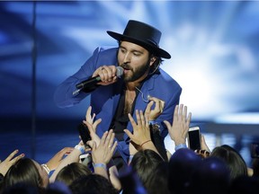 Coleman Hell performs during the 2016 Juno Awards in Calgary.