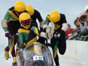 FEBRUARY 27, 1988 - The Jamaican bobsled team used a rather unorthodox style but still managed to gain respect on the track.