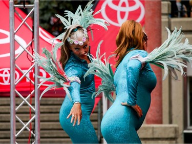 Brazilian dancers from the dancers showcase perform at Fiestival at Olympic Plaza in Calgary, Ab., on Saturday July 23, 2016.