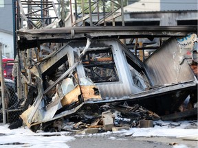 A fire at Canadian Used Auto Parts at 2717 5th Avenue N.E. in Calgary destroyed a building on the property in the early hours of Thursday July 28, 2016. Gavin Young/Postmedia