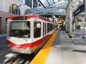 Calgary LRT in downtown.