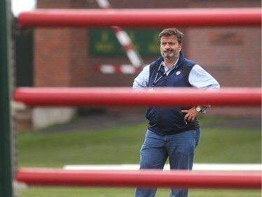 Course designer Santiago Varela ponders the placement of the jumps Tuesday July 5, 2016 prior to the Wednesday start of the Spruce Meadows North American.