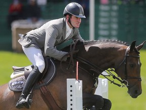 Philipp Weishaupt of Germany rides Catokia 2 during the AON Cup at the Spruce Meadows North American Wednesday afternoon July 6, 2016.