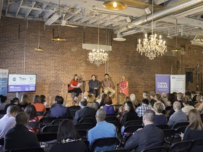 Calgary, AB; JUNE 21, 2016 — The 18th Capital Ideas panel featuring Jacqui Grobler, culinary director at Streatside Cuisine Inc., Jordan Smuszko, co-founder of The Tropic Shop and Sandra To, owner of Thyme Out Beauty Bus at The Commons Calgary Hemingway Room in Calgary on Tuesday June 21, 2016. (Kyle Meller/for Postmedia)