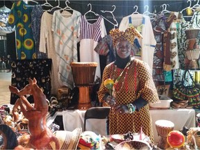 Ndeye Mbow, who runs the Teranga Market in Calgary, with Senegalese handicrafts at the International Pavilion at the Calgary Stampede on July 11, 2016.