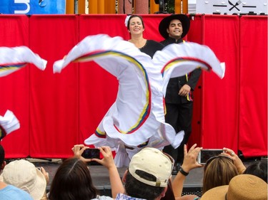 Dancers from Pasos De Venezuela perform at Fiestival at Olympic Plaza in Calgary, Ab., on Saturday July 23, 2016.