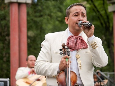 Ezequiel Uribe sings with Mariachi Internacional Sol Azteca  at Fiestival at Olympic Plaza in Calgary, Ab., on Saturday July 23, 2016.