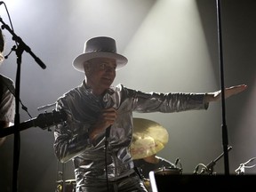 Gord Downie, from the Canadian rock band The Tragically Hip, performs in concert at Rexall Place in Edmonton.