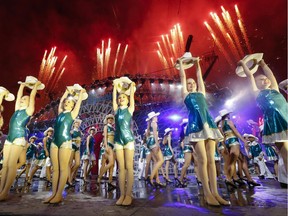 Crystal Schick/ Postmedia CALGARY, AB -- Dancers and fireworks at the TransAlta Grandstand Show at Calgary Stampede, on July 9, 2016. --  (Crystal Schick/Postmedia) (For  story by  ) Postmedia