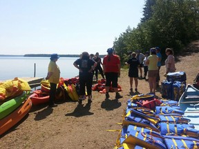 Getting organized for the 2000 Girl Guides from across the globe arriving for Guiding Mosaic 2016 from July 9-17 at Camp Woods, about 10 kilometres west of town along the shores of Sylvan Lake.this week.