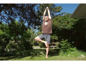 Hart Steinfeld demonstrates tree pose for July's yoga column.