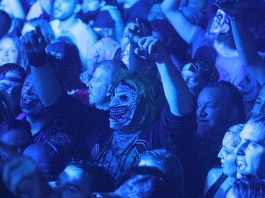 Insane Clown Posse fans take in the swhow as the group plays the Marquee Beer Market in Calgary, Alta. on Tuesday July 12, 2016.