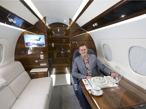 James Elian, President and COO of AirSprint Private Aviation, poses with a Embraer Legacy 500 plane in Calgary, Alta on Thursday July 7, 2016. The company has inked a $198 million purchase order with Brazil-based Embraer Executive Jets for up to 12 Legacy 450 planes. The Legacy 500 (pictured here) is about 3 ft longer than the Legacy 450, otherwise, the same.