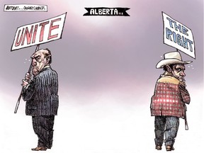 John Larter editorial cartoon for Calgary Herald edition of July 14, 2016.