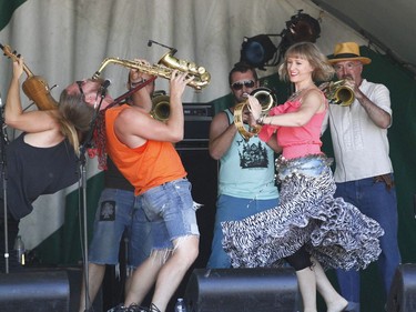 Lemon Bucket Orchestra opens on National Stage 4 Calgary Folk Festival 2016 at Prince's Island in Calgary, Alta. on Thursday, July 21, 2016. Jim Wells/Postmedia