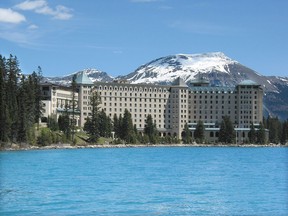 Local Input~ Calgary-06/10/04- ROCKY MOUNTAINS -  The Chateau Lake Louise  from along the hiking path. Photo by Peter Brosseau Calgary Herald (For City section - no reporter assigned)  * Calgary Herald Merlin Archive * DATE PUBLISHED TUESDAY, JANUARY 31, 2006 *CALGARY HERALD MERLIN ARCHIVE*