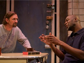 Nathan Schmidt as White and Carl Kennedy as Black in The Sunset Limited.