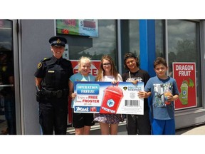 Police will be practicing positive reinforcement with Calgary youth by handing free beverage coupons redeemable at Mac's stores.