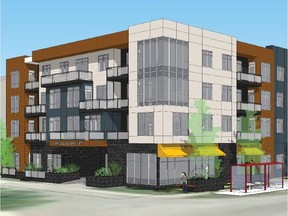 Norr Architects' rendering shows the possibilities for a mixed retail-affordable housing development on a city property at Parkdale Boulevard and 34th Street N.W.