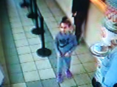 Amber Alert: Calgary police released this surveillance camera image of five-year-old Taliyah Marsmann and her mother, Sarah Baillie at a Dairy Queen in northwest Calgary on Sunday, July 10.