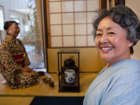 Tea ceremony instructor Takako Yokoyama at her home  in Calgary, on Thursday July 21, 2016.