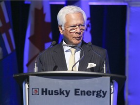 Asim Ghosh, President and CEO of Husky Energy Inc., speaks at the company annual meeting in Calgary, Tuesday, April 26, 2016.