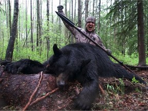 A YouTube video shows American hunter Josh Bowmar spearing a black bear with a homemade spear.