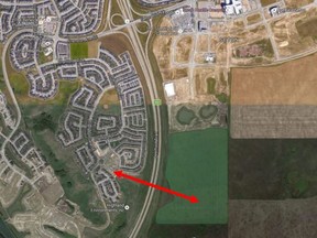 This map from Councillor Shane Keating's website provides an idea of where the proposed 212th Ave/Deerfoot interchange would be located.