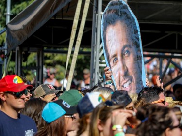 A giant Luke Bryan grins out from the crowd at day 3 of Country Thunder at Prairie Winds Park in Calgary, Ab., on Sunday August 21, 2016. Mike Drew/Postmedia