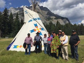 Members of the Stoney Nakoda First Nations held a special ceremony at the Banff Indian Grounds on Thursday to welcome the buffalo back to Banff National Park. Bison will be reintroduced into the backcountry in January 2017.