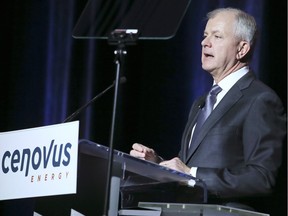 Brian Ferguson, president and CEO of Cenovus Energy, speaks at the company's annual meeting in April.