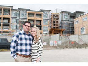 Jeff Matthews and Allyson Bissky in front of their future home at Axess by Slokker-West in Currie.