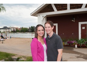 Steph and Dom enjoying Auburn Bay. They bought a move-up home by Jayman Built in the community.