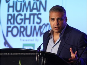 Journalist Mohamed Fahmy speaks as the keynote speaker at the 2016 GlobalFest Human Rights Forum on Wednesday August 17, 2016. Fahmy was imprisoned in Egypt for over 400 days after being falsely accused as a member of the Muslim Brotherhood.