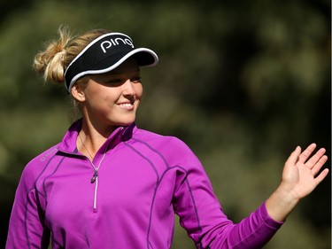 Canada's Brooke Henderson during the Pro-Am at Priddis Greens Golf and Country Club west of Calgary, Alta., on Wednesday August 24, 2016.