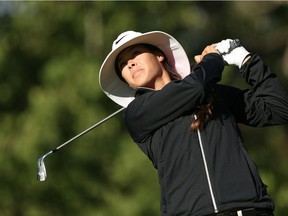 Canadian Samantha Richdale  walks the green during the Pro-Am at Priddis Greens Golf and Country Club west of Calgary, Alta., on Wednesday August 24, 2016.