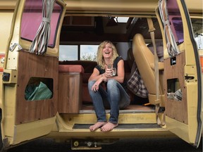 Liz Tompkins created a cocktail ideal for camping, inside her vintage camper van in Calgary, Alta., on Thursday, July 14, 2016. This concoction is a twist on the classic gin and tonic. Elizabeth Cameron/Postmedia