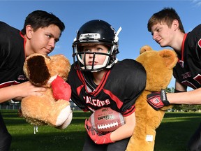 Calgary Falcons Football players show off what’s missing from their practice by using out of the ordinary objects.