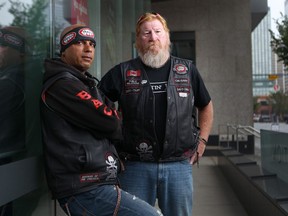 Dom (left) and Got-That (right) are members of Bikers Against Child Abuse.