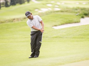 Tadd Fujikawa practises on the 18th hole at Country Hills Golf Club in Calgary on Aug. 3, 2016. Fujikawa qualified for the PGA's U.S. Open 10 years ago at age 15, and this weekend he's golfing in the ATB Financial Classic.