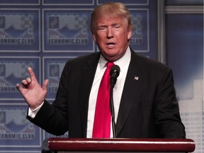 Republican presidential candidate Donald Trump delivers an economic policy address detailing his economic plan at the Detroit Economic Club August 8, 2016 in Detroit.