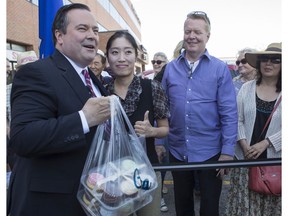 CALGARY, AB -- Jason Kenney talks to supporters at the official open his new office in Willow Park Centre in Calgary, on August 15, 2016. --  (Crystal Schick/Postmedia) (For City story by  )