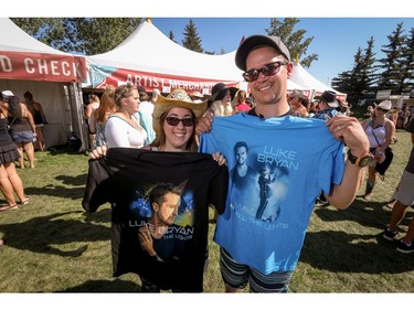 Kayla and Gerard Rice came all the way from Goose Bay, Labrador to see Luke Bryan perform at day 3 of Country Thunder at Prairie Winds Park in Calgary, Ab., on Sunday August 21, 2016. Mike Drew/Postmedia