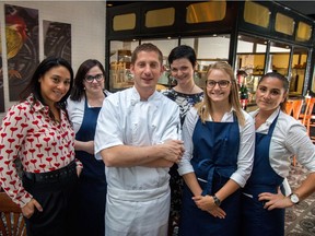 Left to right: Karen Cho, Leah McCauley, JP Charpentier, Karli Stubbs, Kelsey MacKenzie and Lindsay Nichols, staff at Royale Brasserie in Calgary.