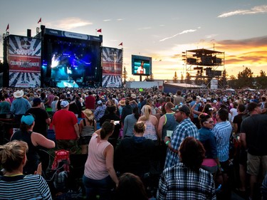 Luke Bryan wows the crowd as the final act at Country Thunder at Prairie Winds Park in Calgary, Ab., on Sunday August 21, 2016. Mike Drew/Postmedia