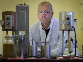 Jeffrey Forsyth, CEO of nFluids Inc., at the company's laboratory near Calgary.