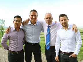 The nFluids team, from left: Research chemist Hai Wang, VP of corporate development Jeremy Krol, chief executive Jeff Forsyth and senior research chemist Alex Borisov.