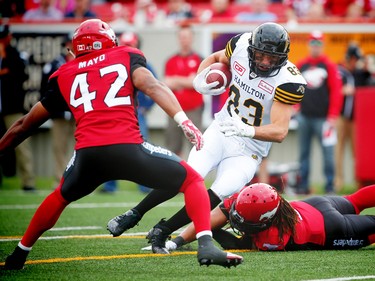 Hamilton Tiger-Cats Andy Fantuz during CFL football in Calgary, Alta., on Sunday, August 28, 2016. AL CHAREST/POSTMEDIA