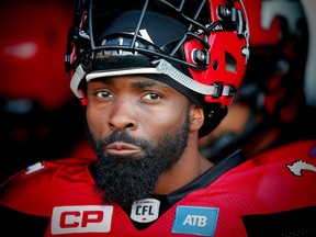 Calgary Stampeders Josh Bell during CFL football in Calgary, Alta., on Thursday, August 4, 2016. AL CHAREST/POSTMEDIA